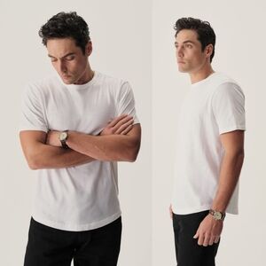 Buck Mason Slub Curved Hem T Shirt Men's Medium White Short Sleeve BM11001.102